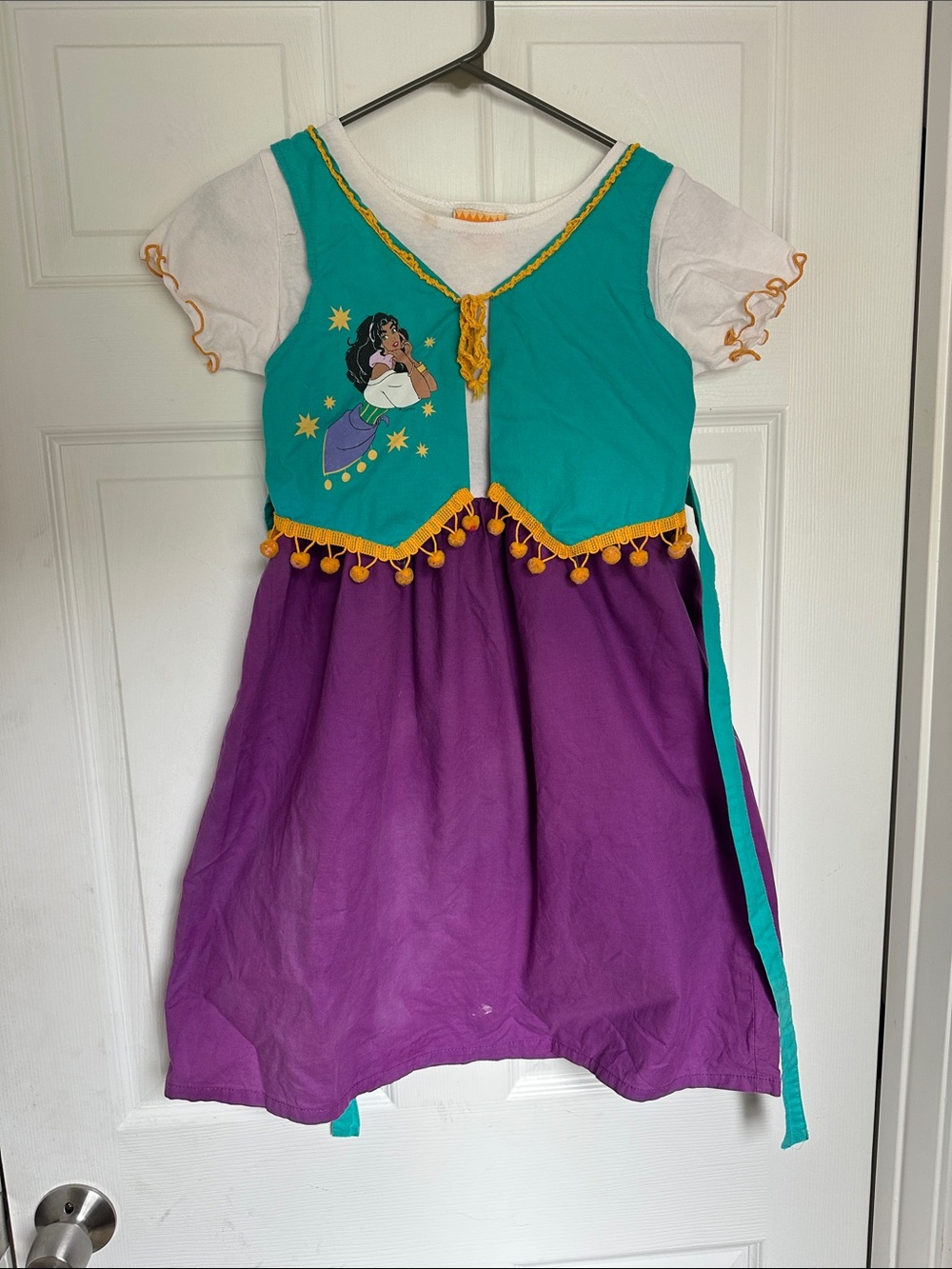 Disney Vintage Teal, Purple and White Girls' Esmerelda Dress with Yellow Trim